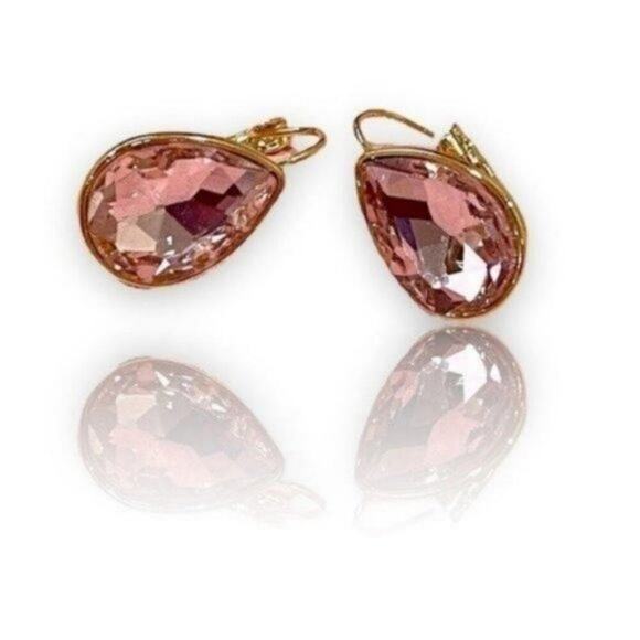 Pink Crystal Drop Earrings - Picture 1 of 6